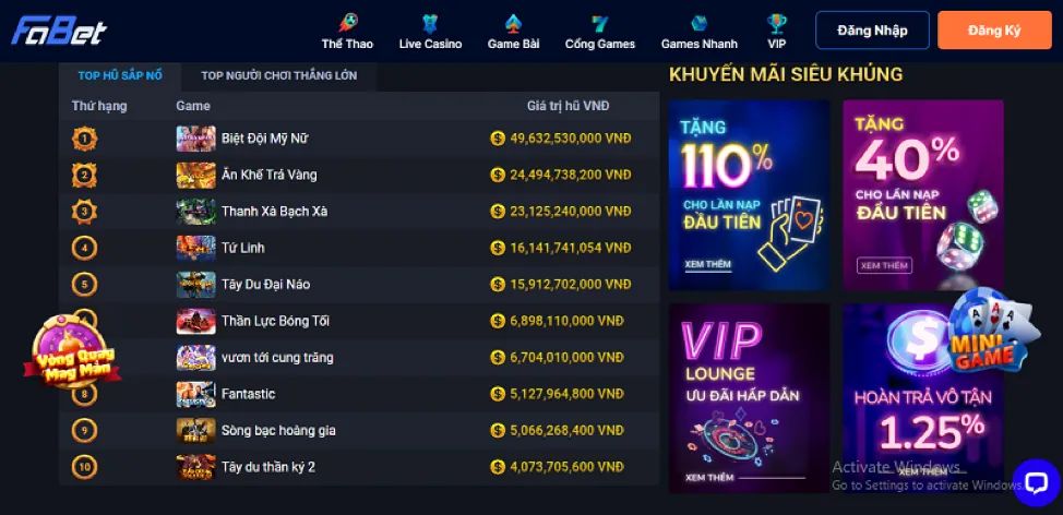 Hoàn trả casino và thể thao e2 bet vip
